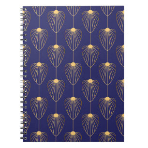 Cuaderno Floral dorada Art Decó: elegante.