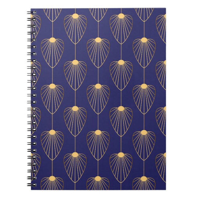 Cuaderno Floral dorada Art Decó: elegante. (Frente)