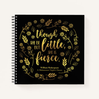 Cuaderno Floral dorada pequeña pero fuerte William Shakespe