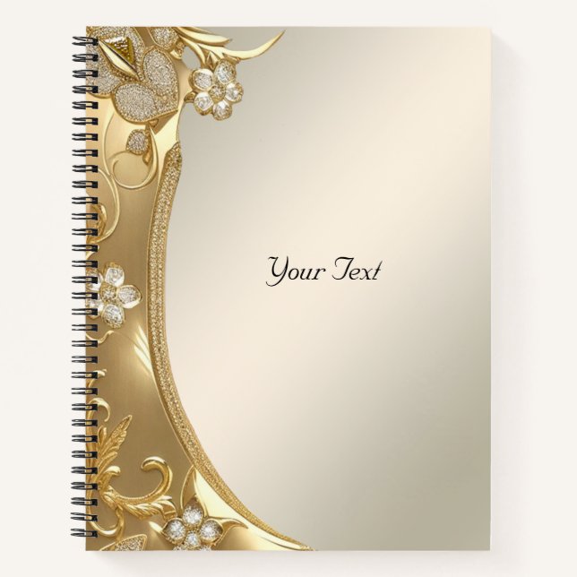 Cuaderno Floral Dorado Ornamentado (Anverso)
