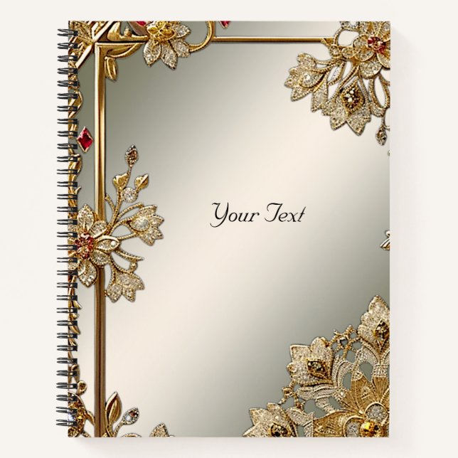 Cuaderno Floral Dorado Ornamentado (Anverso)