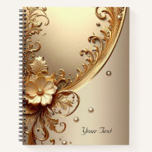 Cuaderno Floral Dorado Ornamentado