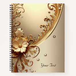 Cuaderno Floral Dorado Ornamentado
