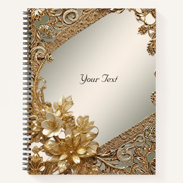 Cuaderno Floral Dorado Ornamental Moderno (Anverso)