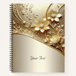 Cuaderno Floral Dorado Ornamental Moderno con Perl