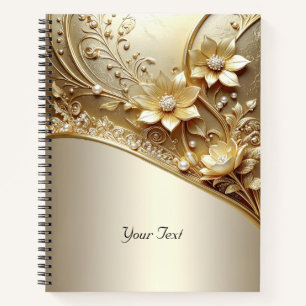 Cuaderno Floral Dorado Ornamental Moderno con Perl