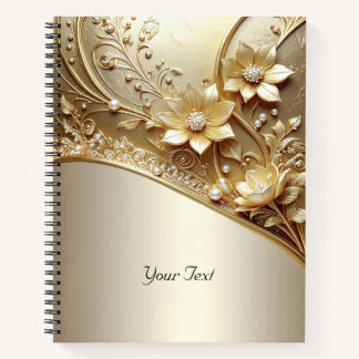 Cuaderno Floral Dorado Ornamental Moderno con Perl