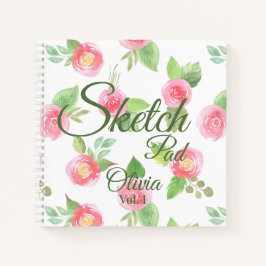 Cuaderno Floral elegancia Su Nombre Script Roses Rosa Sketc