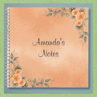 Cuaderno floral en tonos de melocotón y salvia