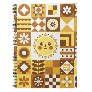 Cuaderno Floral escandinava: Tarjeta de cosecha abstracta.