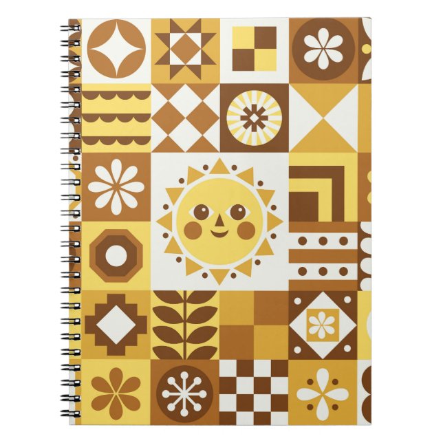 Cuaderno Floral escandinava: Tarjeta de cosecha abstracta. (Frente)