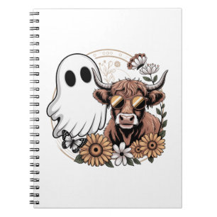 Cuaderno Floral Fall Highland Cow Ghost