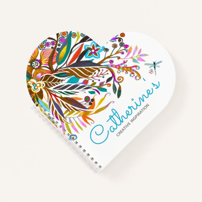 Cuaderno Floral Fantasía en forma de corazón (Anverso)