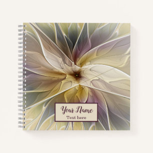 Cuaderno Floral Fantasía Oro berenjena Abstrato Nombre del 