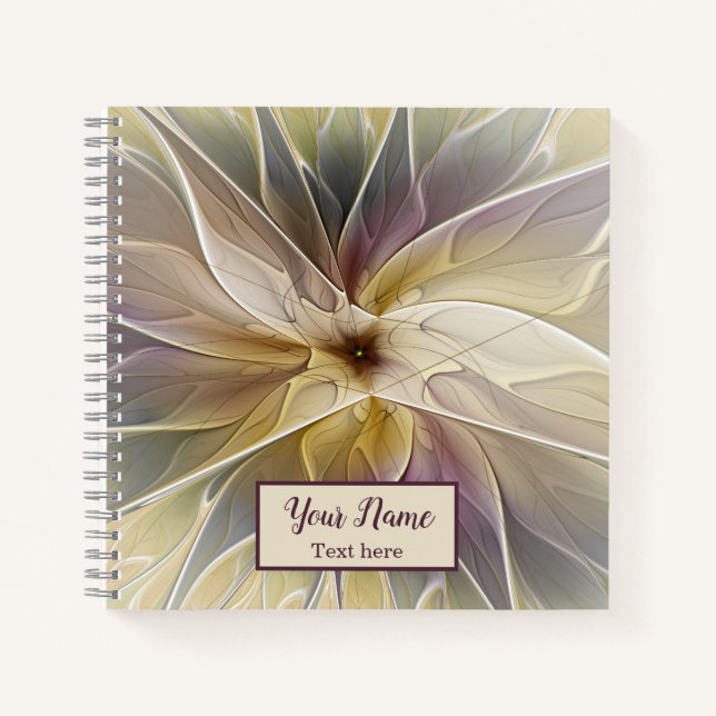 Cuaderno Floral Fantasía Oro berenjena Abstrato Nombre del  (Anverso)