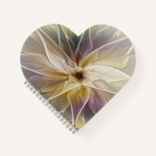 Cuaderno Floral Fantasía Oro berenjena Resumen Arte Fractal