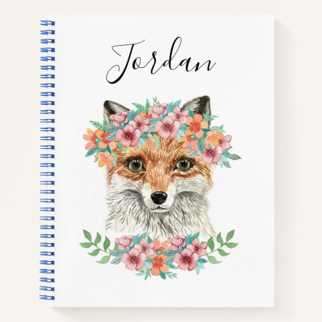 Cuaderno Floral Fox | Añadir su nombre (Anverso)