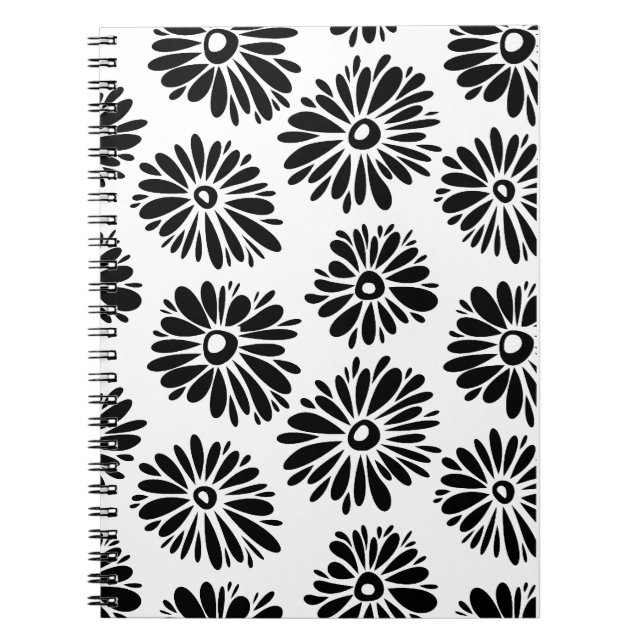 Cuaderno Floral Funky negra y blanca (Frente)