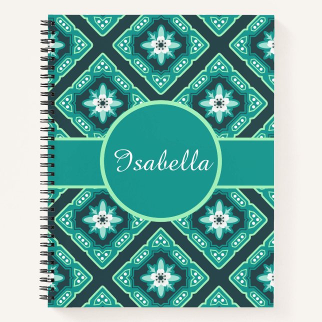 Cuaderno Floral geométrica de diamante (Anverso)