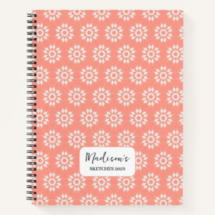 Cuaderno Floral geométrica en verano rosa sol personalizado