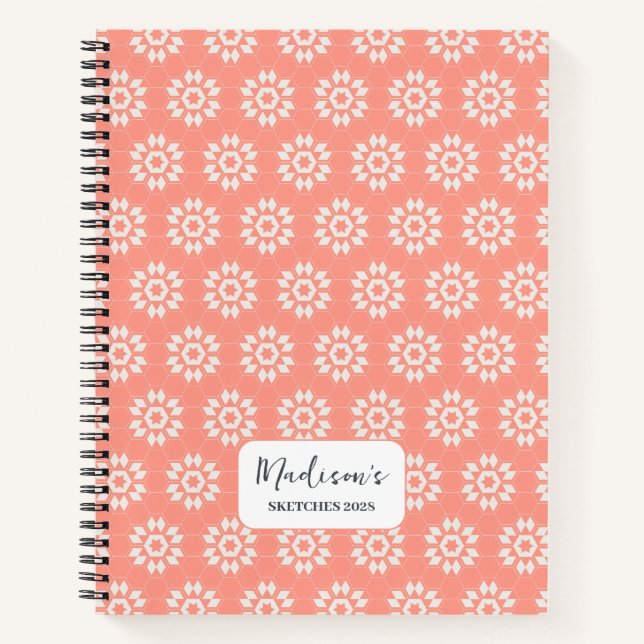 Cuaderno Floral geométrica en verano rosa sol personalizado (Anverso)