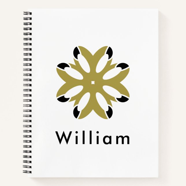 Cuaderno Floral Geométrico de Oro de Lujo (Anverso)