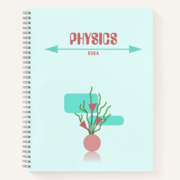 Cuaderno floral geométrico rojo y cyan