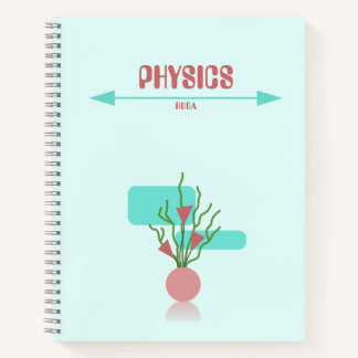 Cuaderno floral geométrico rojo y cyan