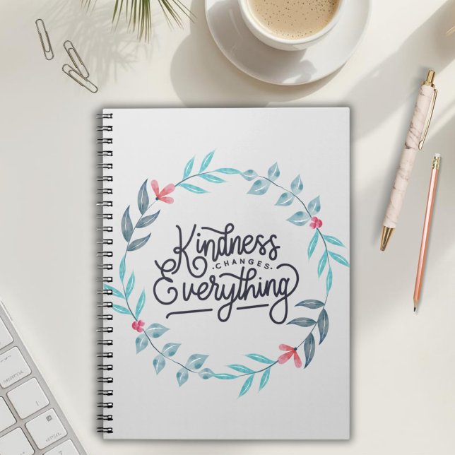 Cuaderno Floral Gris 'La Bondad Lo Cambia Todo' (Subido por el creador)
