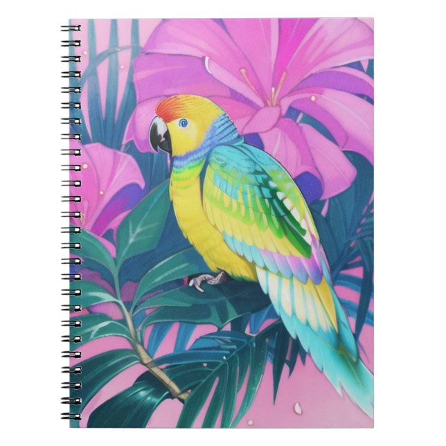 Cuaderno Floral/hawaiano/tropical/loro (Frente)