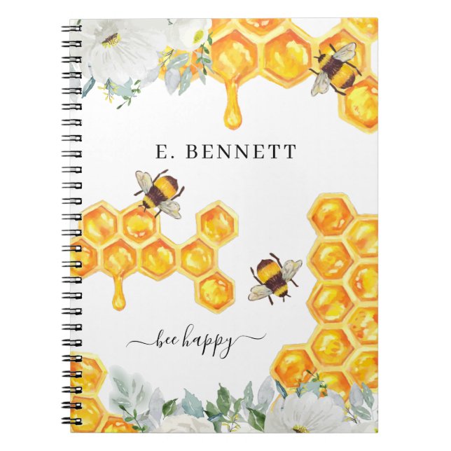 Cuaderno Floral Honeycomb Bumble Bee | Diario monográfico (Frente)
