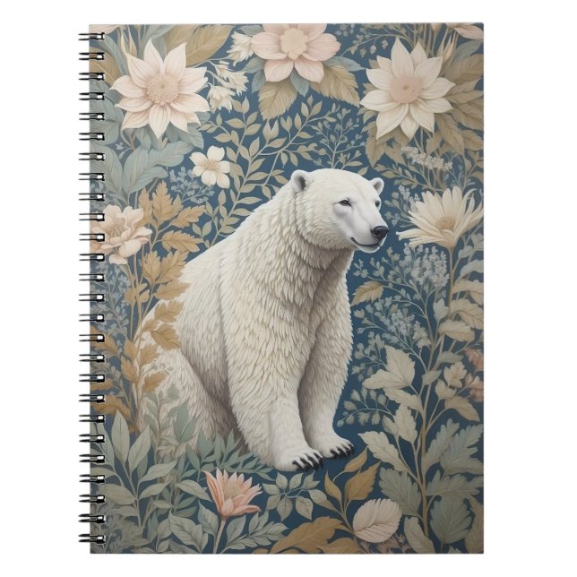 Cuaderno Floral inspirada en el oso polar William Morris (Frente)