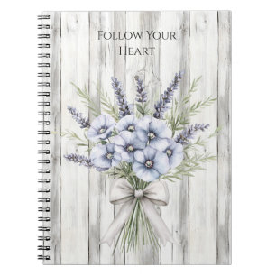 Cuaderno Floral Iris Púrpura de Madera Falsa