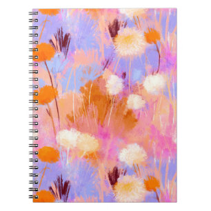 Cuaderno Floral Lavanda Rosa Pintura Moderna