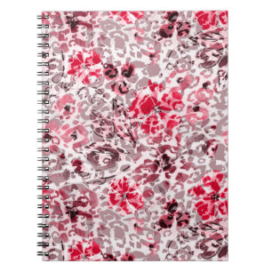 Cuaderno Floral ,leopardo,rojo y blanco , rojo, blanco, foc