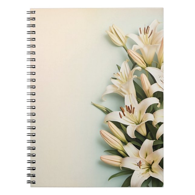 Cuaderno Floral Lilies blanca - estuche para iPhone / iPad (Frente)