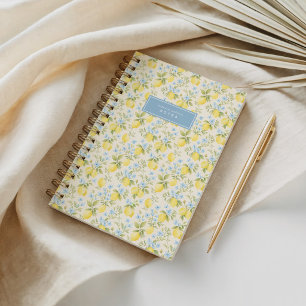 Cuaderno Floral Limón Amarillo y Azul Amalfi