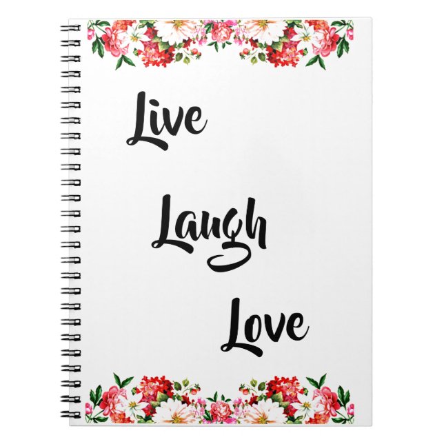 Cuaderno Floral "Live, Laugh, Love" Elegante (Frente)