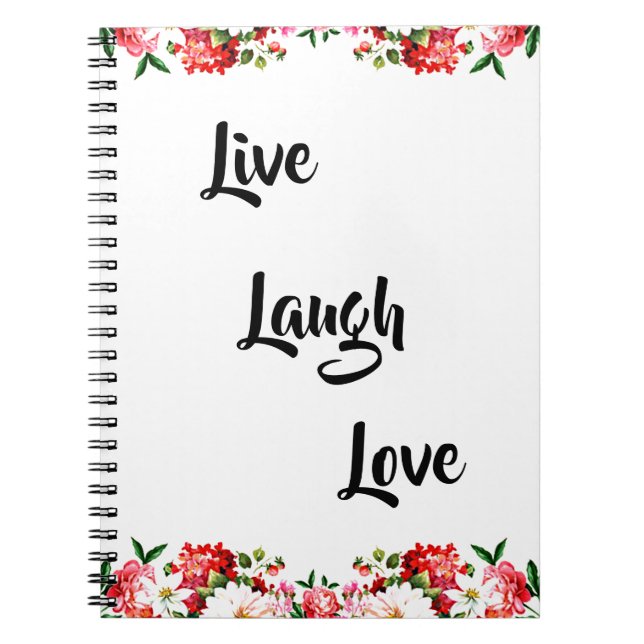 Cuaderno Floral "Live, Laugh, Love" Elegante (Frente)