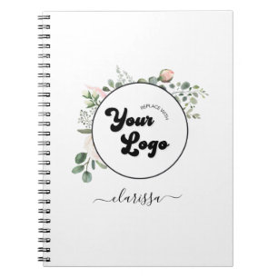 Cuaderno Floral Logo Custom Company Business & Name Girly