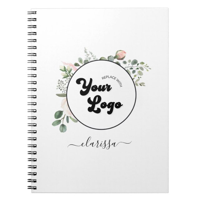 Cuaderno Floral Logo Custom Company Business & Name Girly (Frente)
