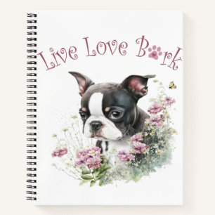Cuaderno Floral madre de perro de Boston Terrier