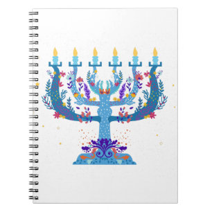 Cuaderno floral menorah hanukkah