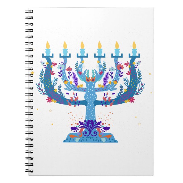 Cuaderno floral menorah hanukkah (Frente)