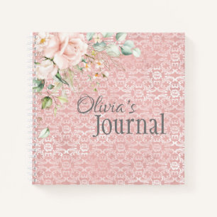 Cuaderno Floral metálica rosa