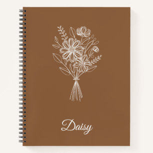 Cuaderno Floral Minimalista – Nombre Personalizado