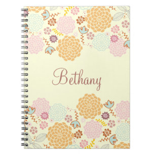 Cuaderno Floral moderno de lujo femenino personalizado
