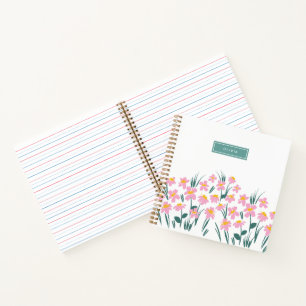 Cuaderno Floral moderno margarita azul elegante con estilo