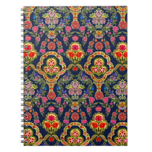 Cuaderno Floral mogol étnica: patrón sin foco azul