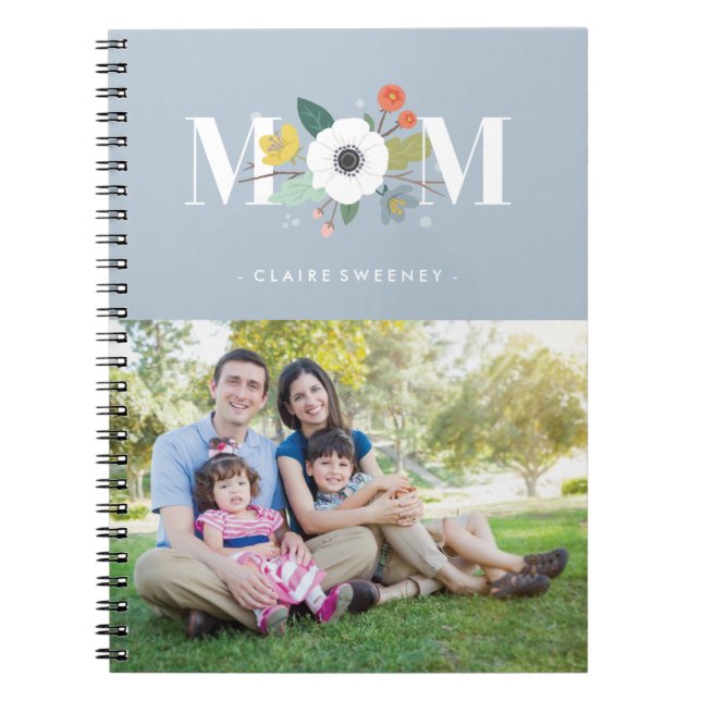 Cuaderno Floral Mom Journal - Dusty Blue (Frente)